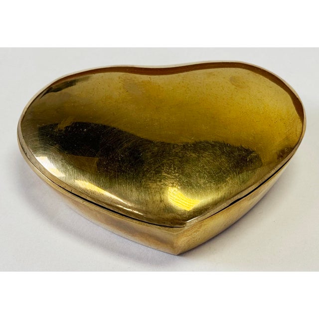 Vintage Brass Heart Lidded Trinket Box For Sale - Image 4 of 8