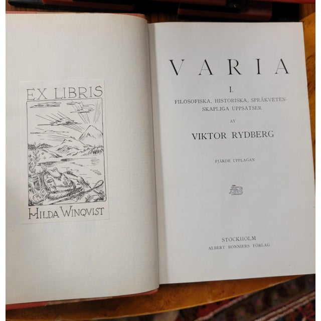Fine set of 10 antique books mostly from Europe. Great covers and leather style bindings. Each measures approximately 8.5...