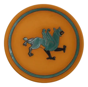 Decorative Griffon Wall Plate in Terracotta and Cloisonné Enamel from Studio Wallada, Spain, 1980s