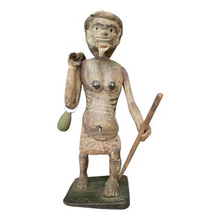 Sculpture of a Burmese Shaman, Late 1800s, Wood For Sale