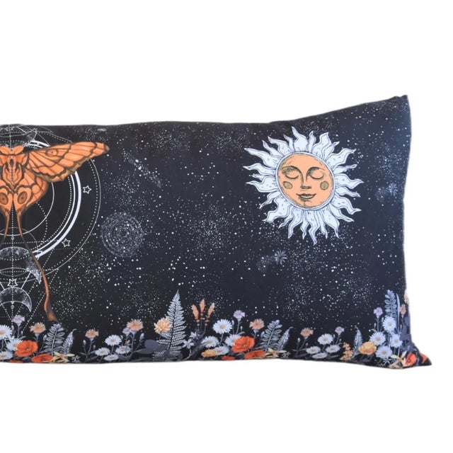 X-Large Celestial Sun & Moon Body Lumbar Feather/Down Pillow 54” X 20” For Sale - Image 4 of 7