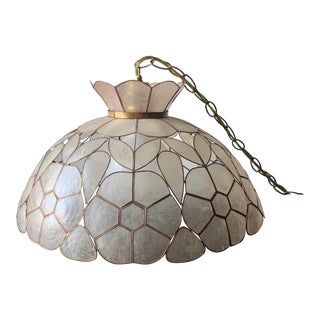 Mid-Century Pink Capiz Shell Chandelier For Sale