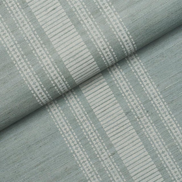 Schumacher Sample - Schumacher Cassia Silk Stripe Wallcovering Wallcovering In Sky For Sale - Image 4 of 6