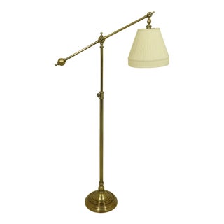 High Solid Brass Adjustable Floor Lamp W. Removable Arm For Sale