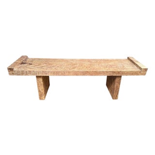 Sculptural Mango Wood Bench Hand-Crafted, Modern Organic For Sale