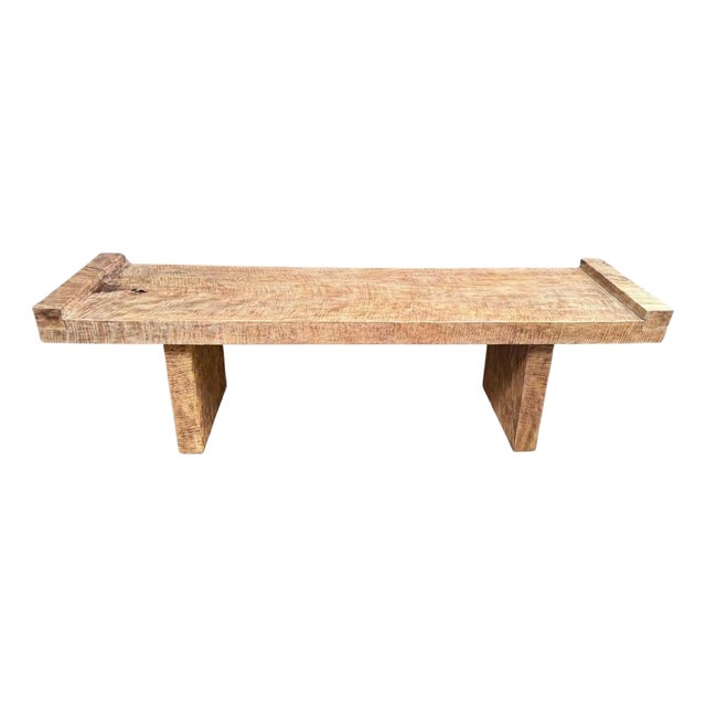 Sculptural Mango Wood Bench Hand-Crafted, Modern Organic For Sale