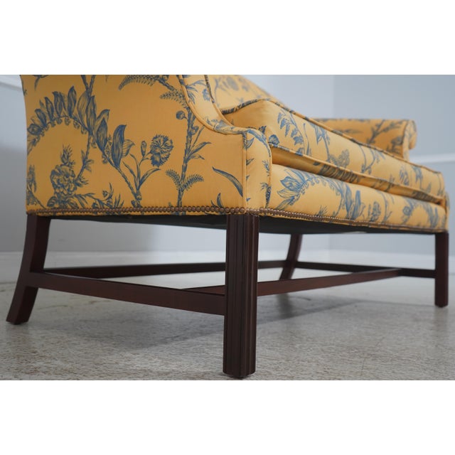 Yellow Baker Colonial Williamsburg Blue & Yellow Settee Sofa For Sale - Image 8 of 18