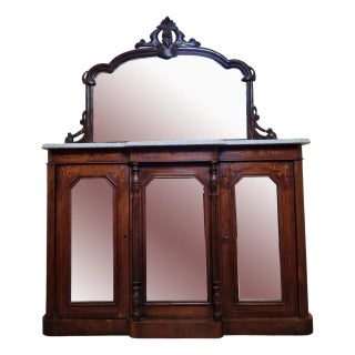 Napoleon III Period Sideboard in Walnut and Marquetry, 19th Century For Sale