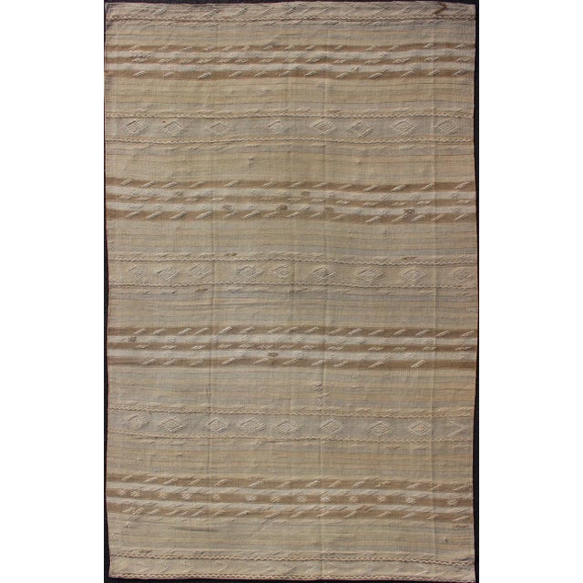Vintage Turkish Flat-Weave Striped Kilim in Taupe Colors For Sale - Image 12 of 12