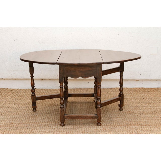 Antique English Oak Gateleg Drop Leaf Table For Sale - Image 9 of 13