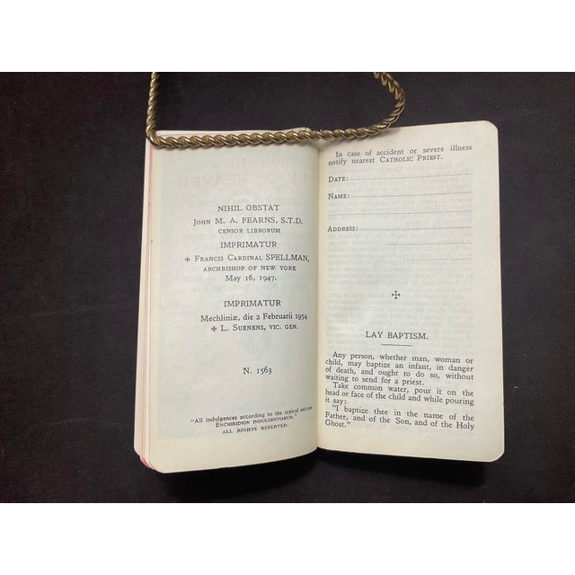 Vanilla Vintage Mother of Pearl Catholic Prayer Book Made in Belgium Circa 1954 For Sale - Image 8 of 16