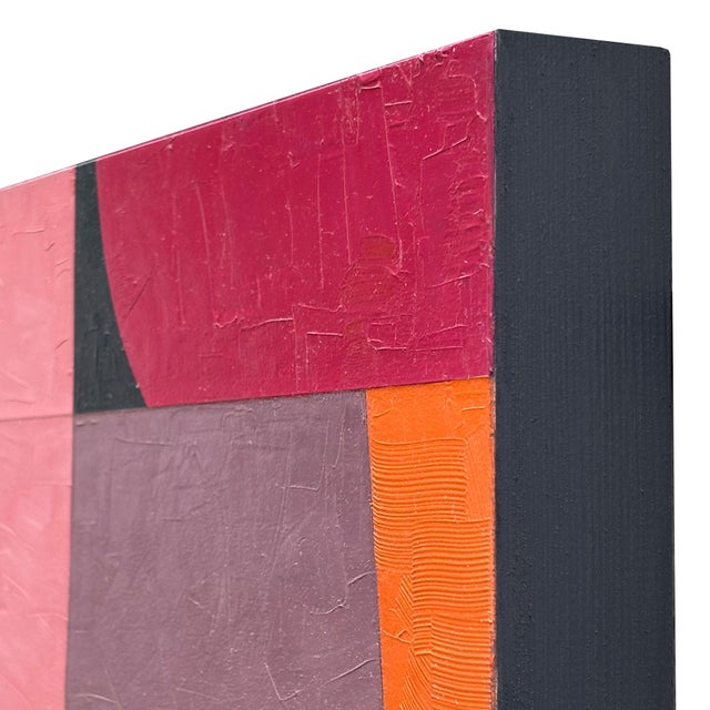 Contemporary Abstract Color-Block Oil Painting on Cradled Birch Panel For Sale In New York - Image 6 of 6