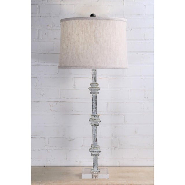 Square Collar Table Lamp With Acrylic Base And Linen Shade Chairish