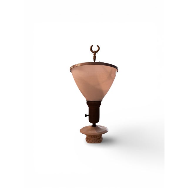 Ivory 1970s Pair of Corinthian Column Lamps With Glass Shades. For Sale - Image 8 of 11