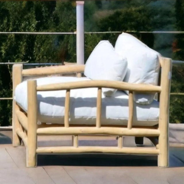 Bali Patio Teak Olefin Cushion Outdoor Lounge Chair by Artesia For Sale In Washington DC - Image 6 of 8