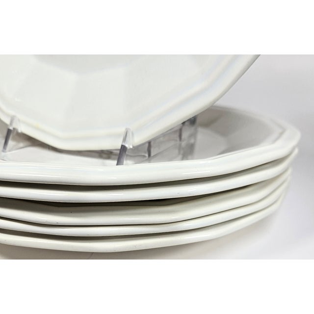 White Ironstone Plates- Set of Six For Sale - Image 12 of 12