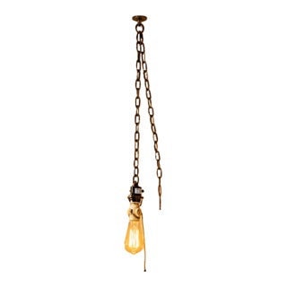 1990s Industrial Plug-in Swag Pendant Light With Chain For Sale