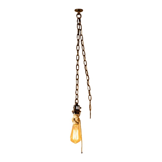 1990s Industrial Plug-in Swag Pendant Light With Chain For Sale