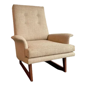 1950s Mid-Century Modern High Back Lounge Chair Attributed to Milo Baughman