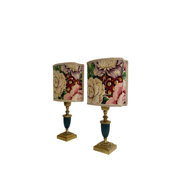 Goldenrod Table Lamps in Brass and Green Metal by Einar Bäckström, 1950, Set of 2 For Sale - Image 8 of 13
