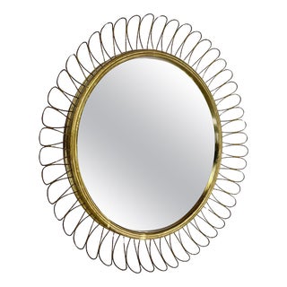 Brass Metal Round Mirror attributed to Josef Frank for Svenskt Tenn, 1960s For Sale