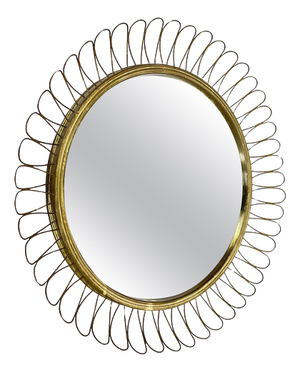 Brass Metal Round Mirror attributed to Josef Frank for Svenskt Tenn, 1960s