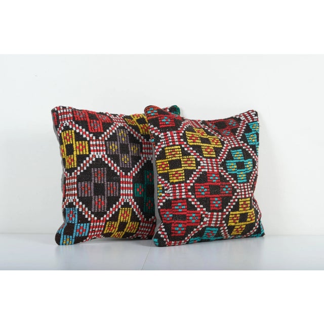 Mid-Century Modern Turkish Jajim Pillow Cover - A Pair For Sale - Image 3 of 4