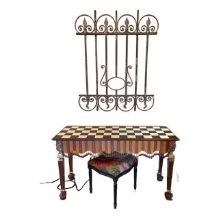 Mackenzie-Childs Courtly Stripe & Check Hand Painted Console Table For Sale