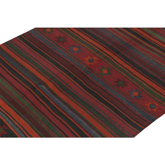 Rug & Kilim 1950s Vintage Persian Kilim in Burgundy With Polychromatic Stripes by Rug & Kilim For Sale - Image 4 of 8