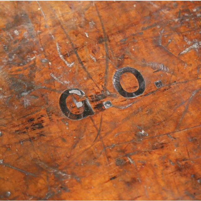 Brown 19th Century English Leather Suitcase on Walnut Stand Side Table For Sale - Image 8 of 13