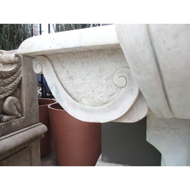 Italian Carved White Marble 3-Piece Wall Fountain With Lion Mascaron, 20th C. For Sale - Image 9 of 18