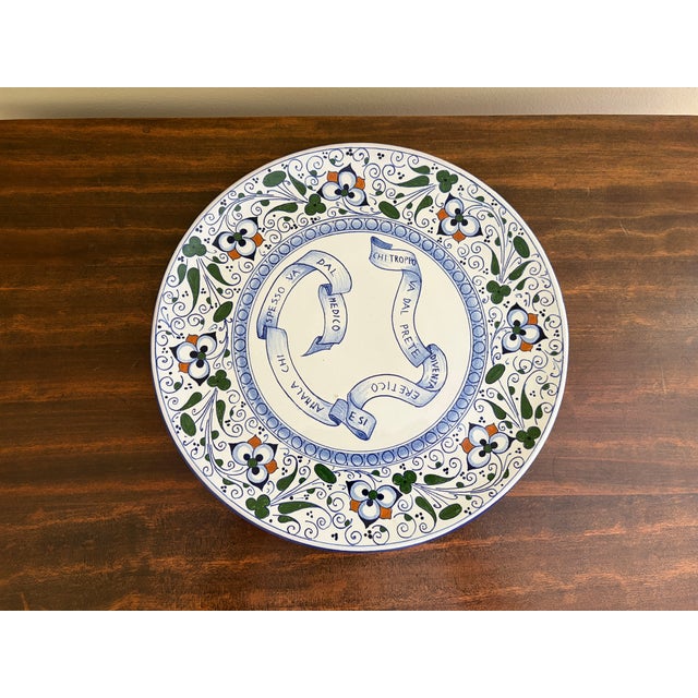 Vintage Italian Faenza Hand-Painted Majolica Floral Wall Plate For Sale In South Bend - Image 6 of 9