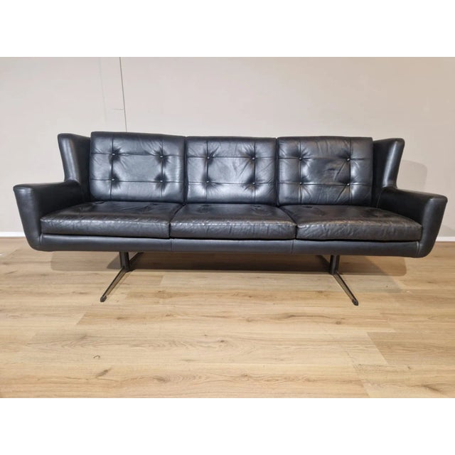 Vintage 3-Seater Sofa in Black by Skjold Sorensen, 1960s For Sale - Image 10 of 10