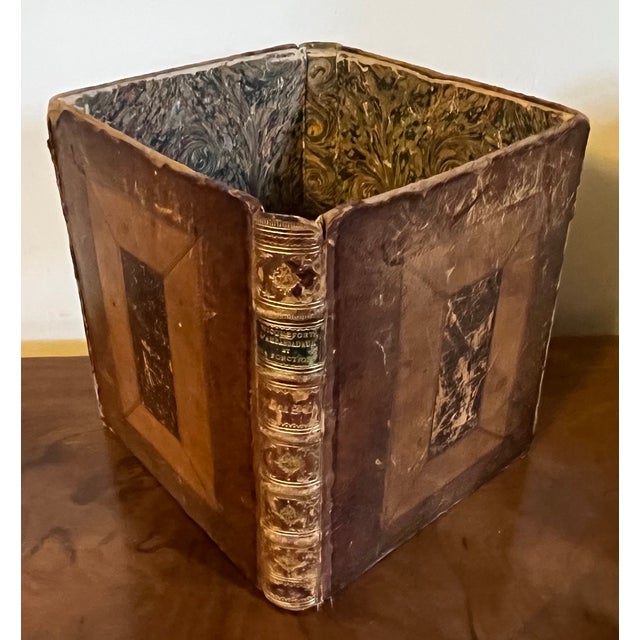 Antique 19th Century French Leather Bound Book Form Library Waste Paper Basket or Box for the Desk For Sale - Image 10 of 16