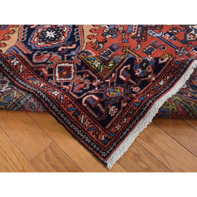 1930 Red Antique Persian Karajeh Geometric Medallions Hand Knotted Pure Wool Rug For Sale - Image 9 of 12