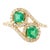 Two Stone Emerald Halo Wedding Ring Gift for Her Size 5.5 For Sale