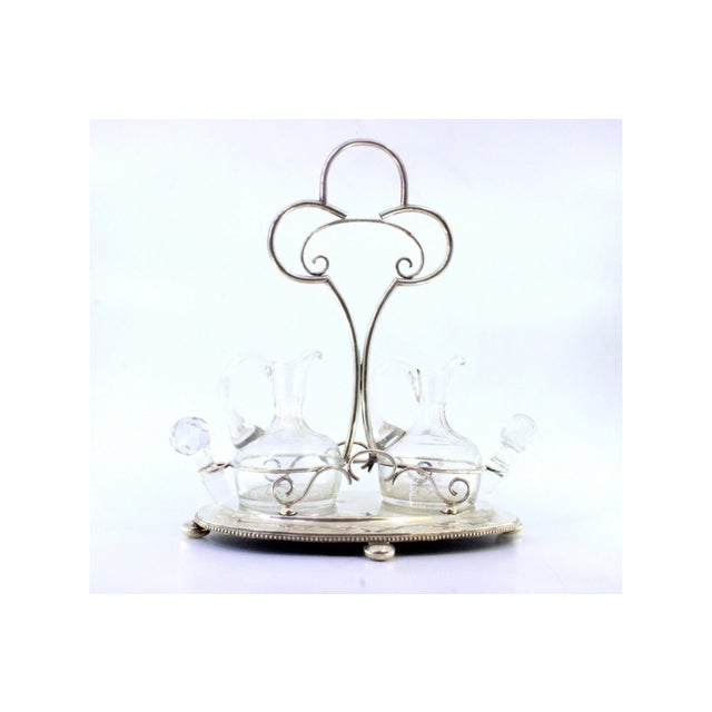 Cruet with Silver Frame and Two Cut Glass Cruets, Set of 3 For Sale - Image 4 of 5