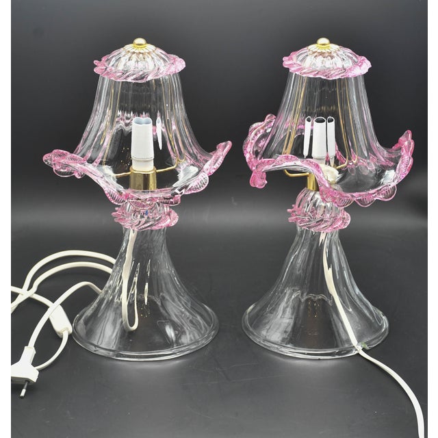 1970s Pink Table Lamps in Murano Glass - Set of 2 For Sale - Image 4 of 15