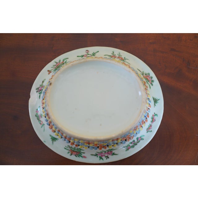 Chinese Canton Famille Rose Reticulated Basket Bowl With Floral and Figural Decoration For Sale - Image 12 of 12