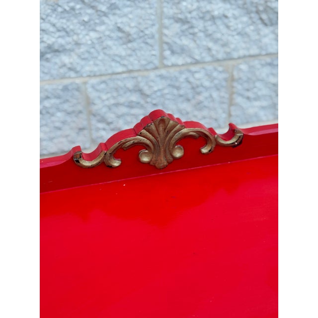 French Provincial Vintage French Provincial Style Red Painted Buffet Cabinet For Sale - Image 3 of 12