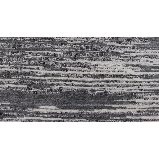 Abstract Keivan Woven Arts Modern Runner in Grey and Ivory 2'2 X 14'1 For Sale - Image 3 of 12