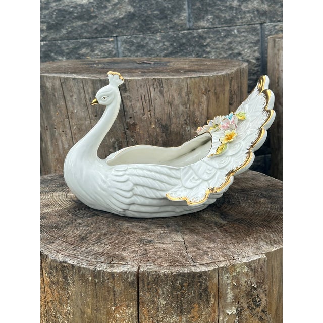 1950s Italian Vintage Porcelain Swan Planter, Vase by Capodimonte. For Sale - Image 5 of 11