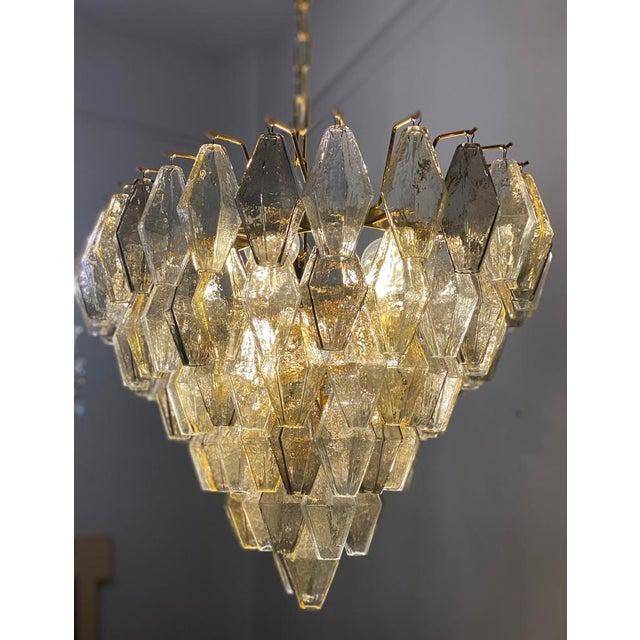 Oval Amber and Grey Poliedri Murano Glass Chandelier or Ceiling Light, 1990s For Sale - Image 9 of 15