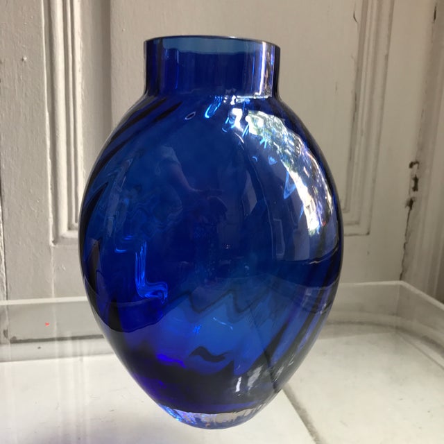 Vintage Tiffany & Co. Cobalt Blue Optic Swirl Crystal Vase Chairish