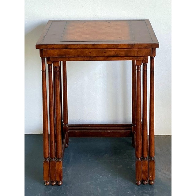Vintage Theodore Alexander Wood Nesting Tables With Game Boards For Sale In West Palm - Image 6 of 16