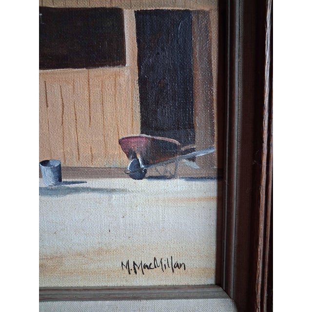 Vintage Equestrian Stable Scene Oil Painting by M. MacMillan For Sale - Image 4 of 6