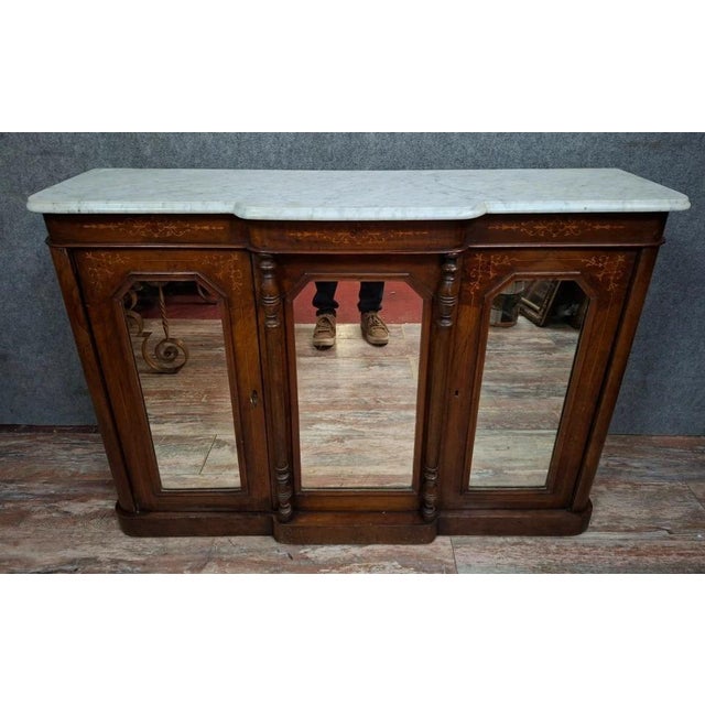 Napoleon III Low Sideboard or Buffet in Wood Veneer For Sale - Image 9 of 10