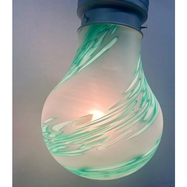 Green Blown Glass Bulb Pendant Lamp, 1990s For Sale - Image 3 of 7