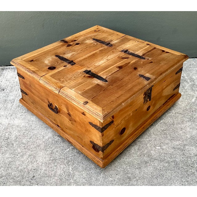 Vintage Rustic Wood Storage Coffee Table For Sale - Image 11 of 12