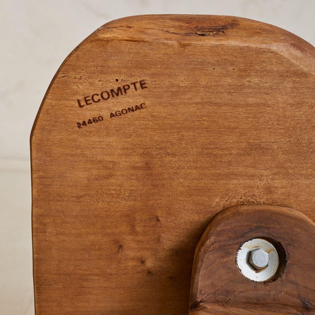 French Brutalist Wood Stool No. 03 by Richard Lecompte, 1970s For Sale - Image 10 of 10